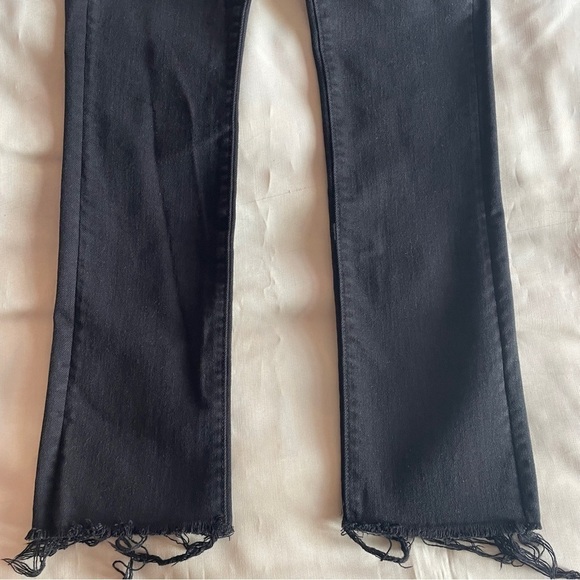 MOTHER- The Rascal Ankle Fray in Black Pitch Straight Leg Jeans Mid Rise Size 24 - Picture 5 of 11